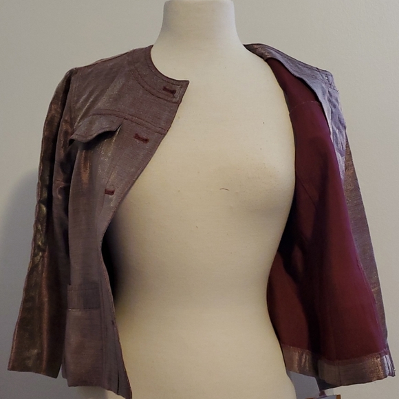 NWT Ruby Rd Shiny Purple Crop Jacket - Picture 8 of 8